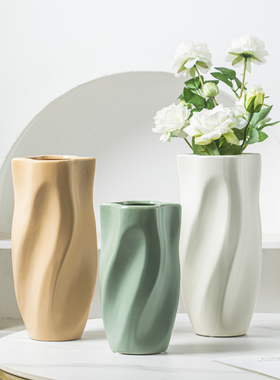 北欧高级感陶瓷花瓶摆件客厅插花现代简约干花水培电视柜装饰品