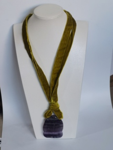 欧美外贸原单饰品时尚夸张个性布艺松石项链女锁骨链颈饰毛衣链