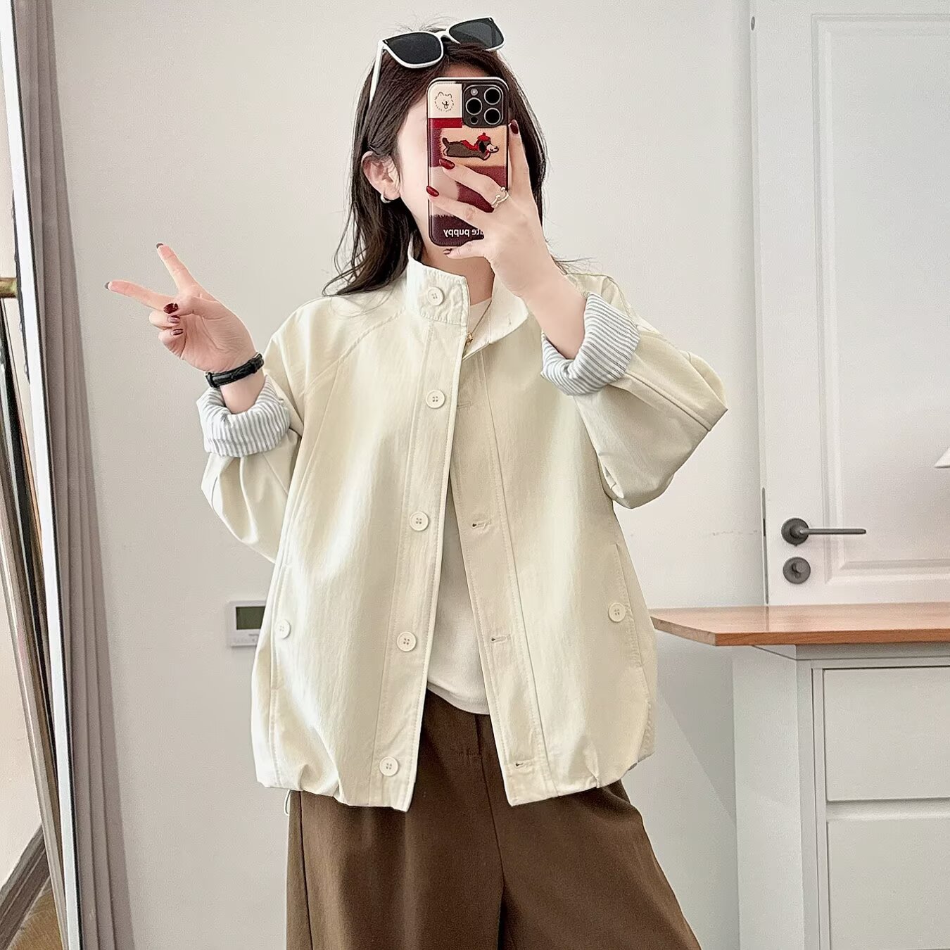 秋季大码显瘦立领休闲夹克200斤