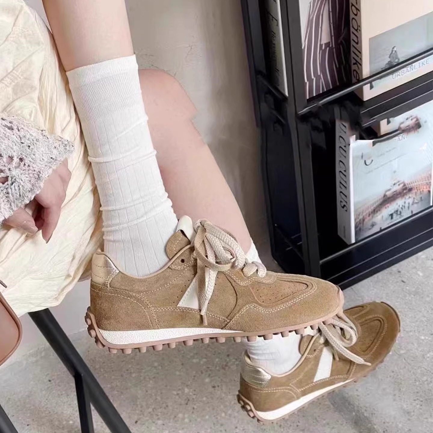 欧货潮牌真皮女鞋2025秋新款真皮德训鞋欧洲站系带休闲运动阿甘鞋,女鞋,时尚休闲鞋,淘宝优惠券,粉丝福利购,淘宝优惠卷