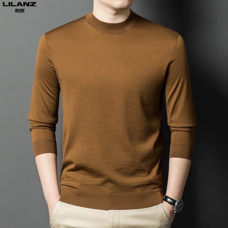 利郎男装羊毛毛衣半高领薄款羊毛衫春秋季中领内搭潮流针织打底衫
