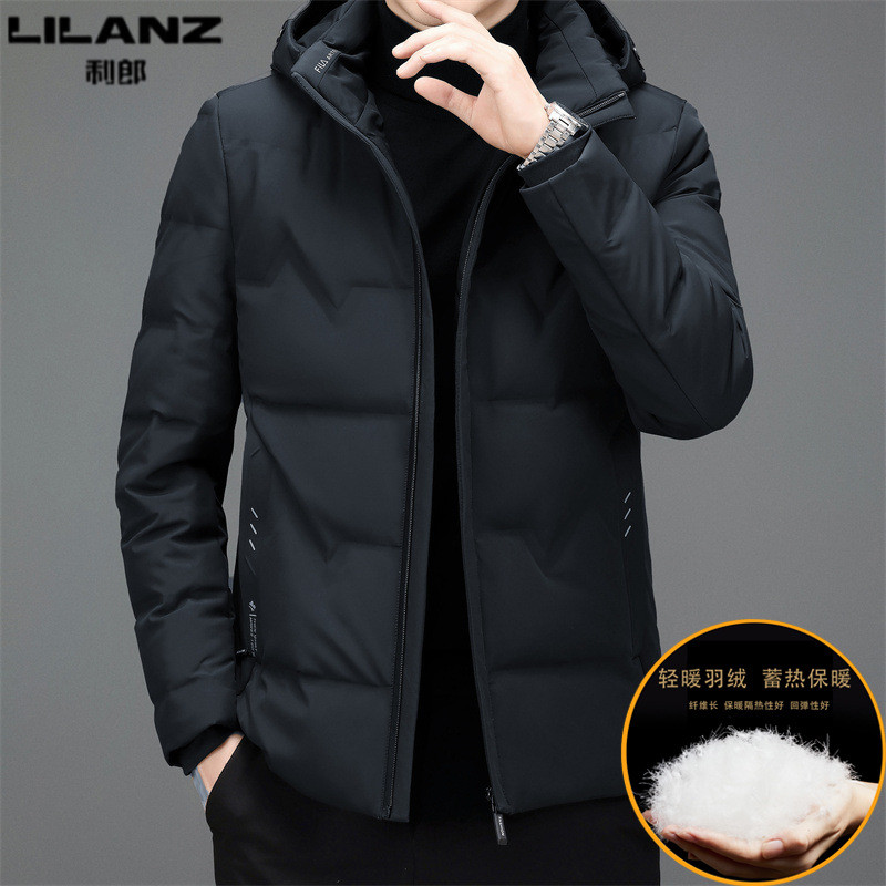 利郎男装连帽羽绒服冬季加厚保暖棉服中青年男士休闲短款防寒外套