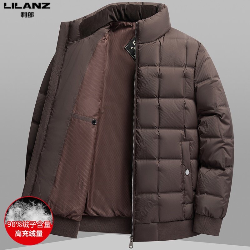 利郎男装短款立领羽绒服中青年纯色夹克外套冬季保暖休闲面包服潮