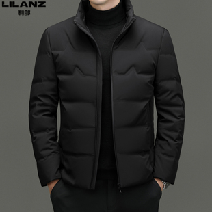 利郎男装羽绒服中青年男士立领短款纯色披风冬季防寒保暖休闲外套