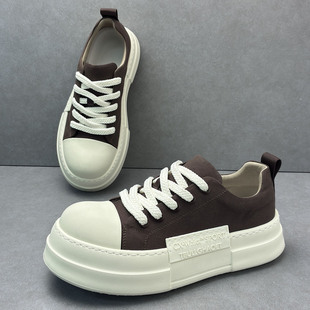 帆布鞋男款时尚百搭厚底布鞋男生大头鞋春季新款透气板鞋男款流行