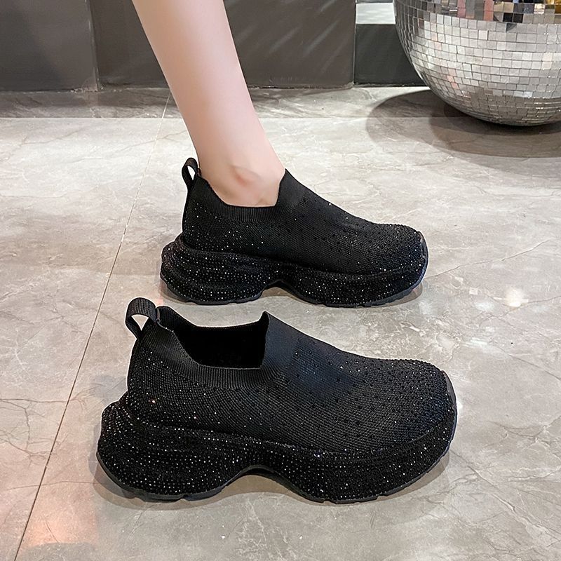 春季满天星烫钻厚底女运动鞋