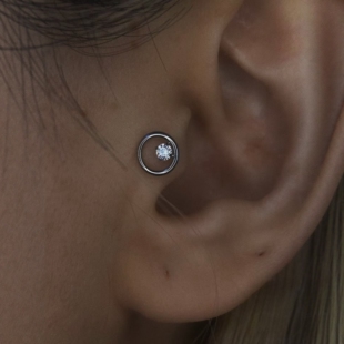 极简单耳洞星球轨道耳钉16g18g0.9内螺纹植入级钛合金防过敏 小众