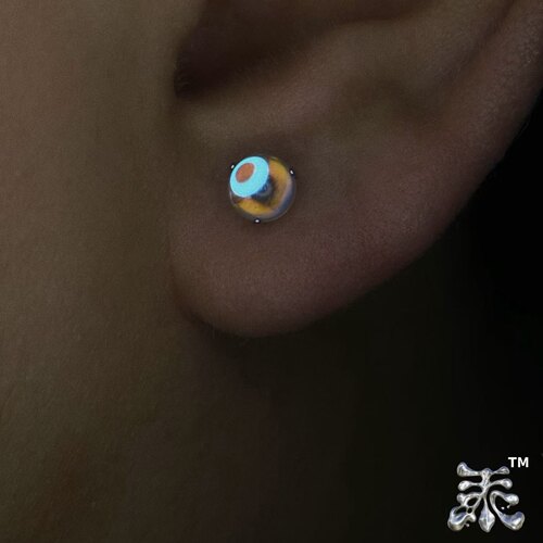 小灯泡月光蛋白石钛合金耳钉舌钉