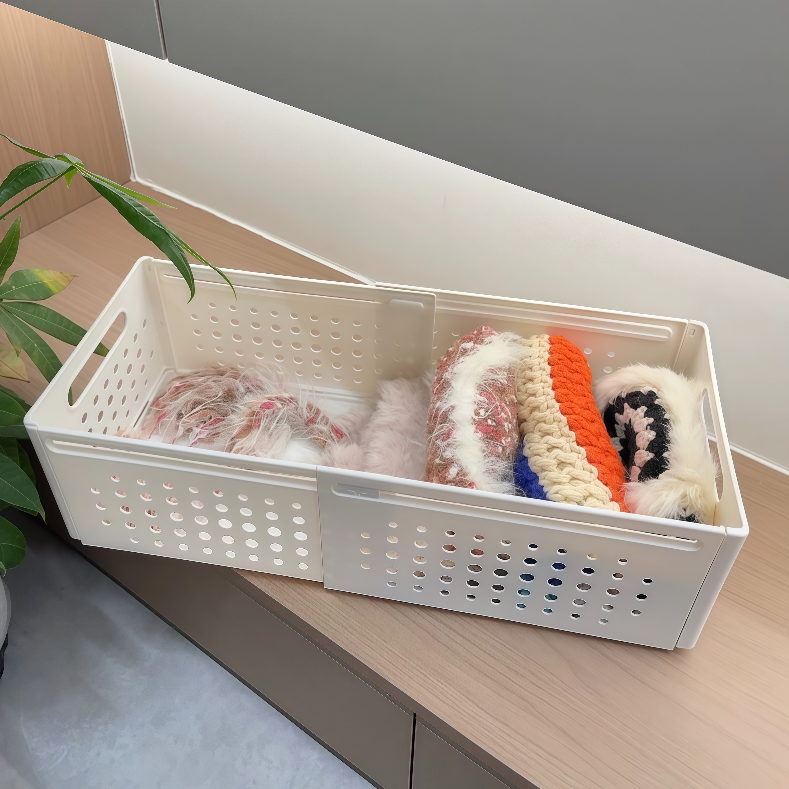 抽屉式可伸缩橱柜直角收纳盒