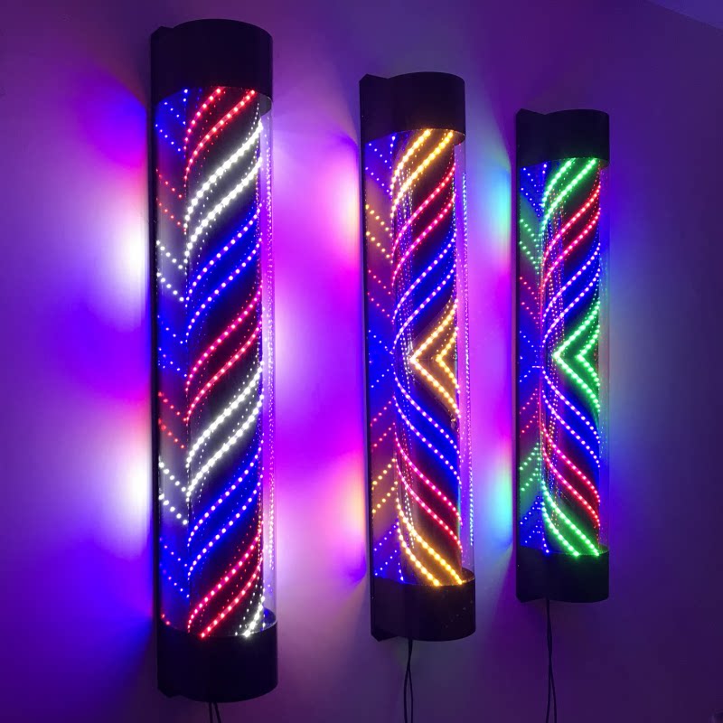 美发转灯发廊标志灯理发店挂墙led半圆全彩防水加亮广告牌灯包邮