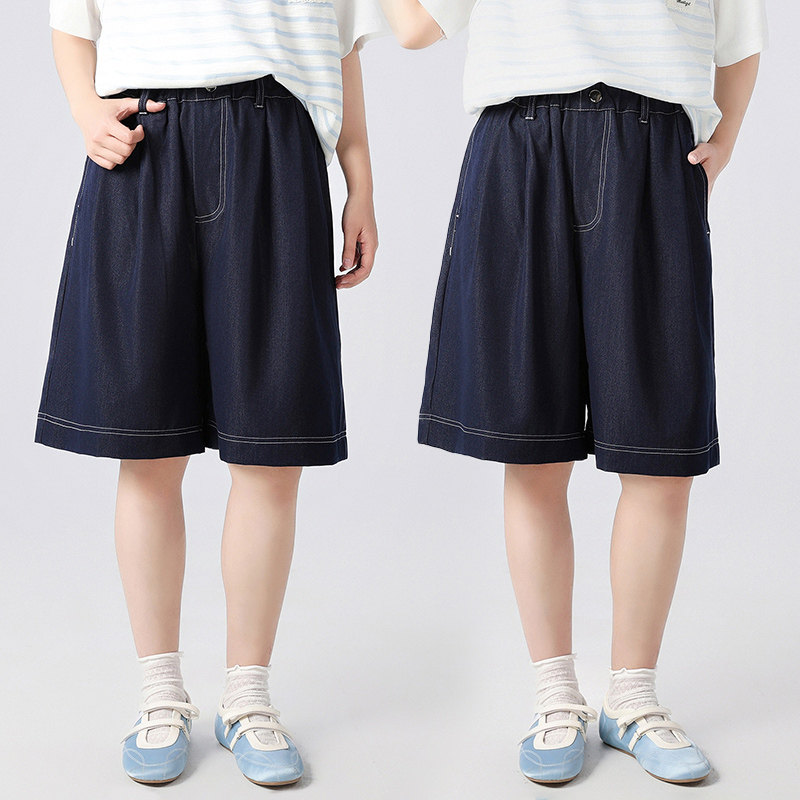 胖女童天丝软牛仔短裤夏季