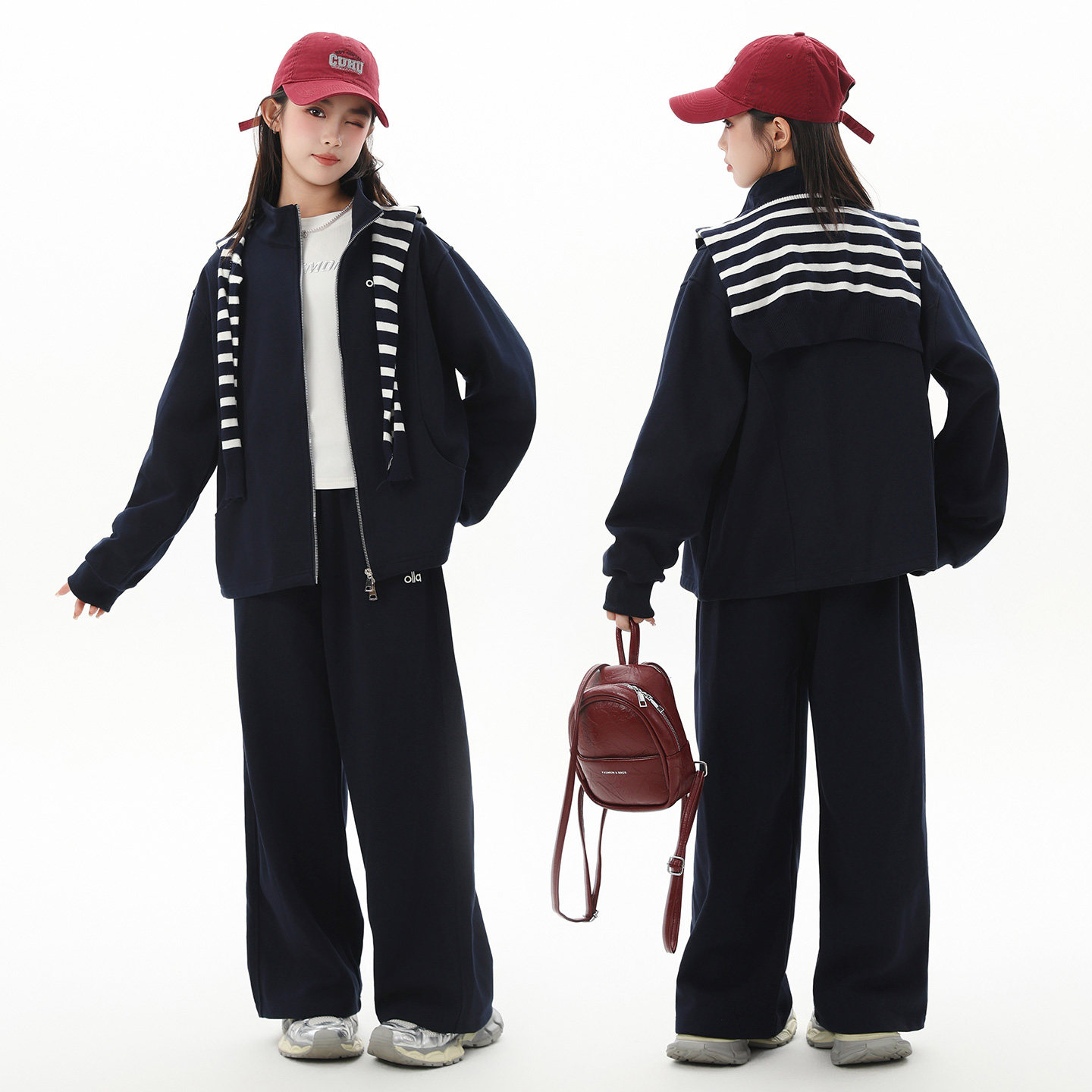 胖女童套装春秋肩外套运动直筒裤