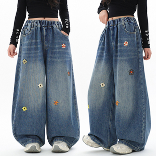 儿童直筒阔腿裤 胖女童牛仔裤 15岁加肥大码 女大童12 春秋2026新款