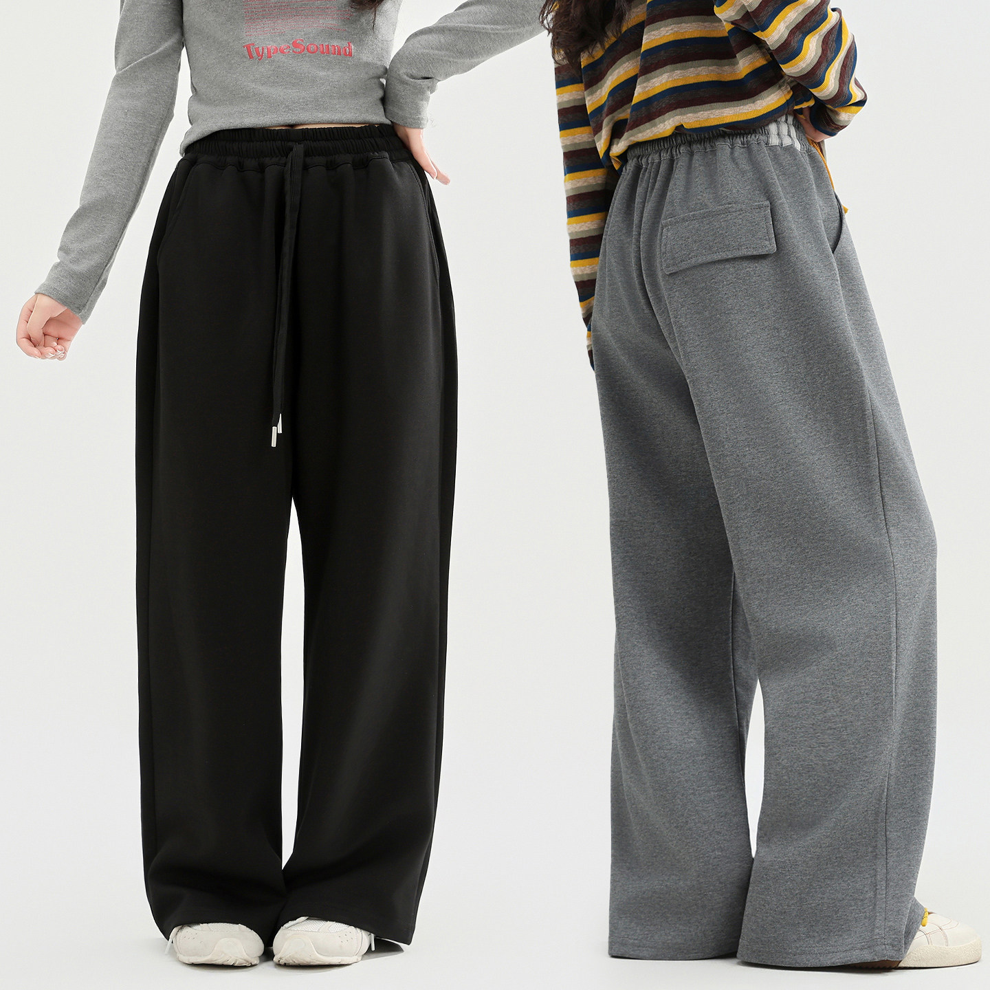 胖女童裤子春秋款洋气休闲阔腿裤女大童加肥大码宽松直筒运动卫裤