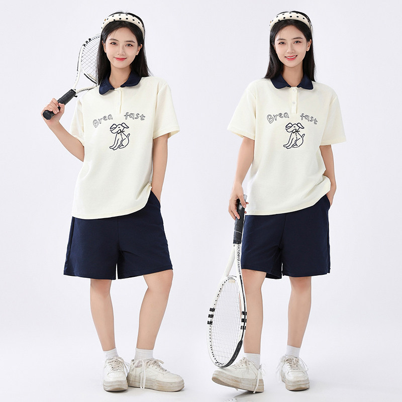 胖女童短袖短裤套装加肥加大夏季薄款中大童宽松POLO衫运动两件套