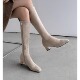 巨显瘦5cm粗跟方头高筒弹力靴女不过膝长靴时尚 气质小个子骑士靴