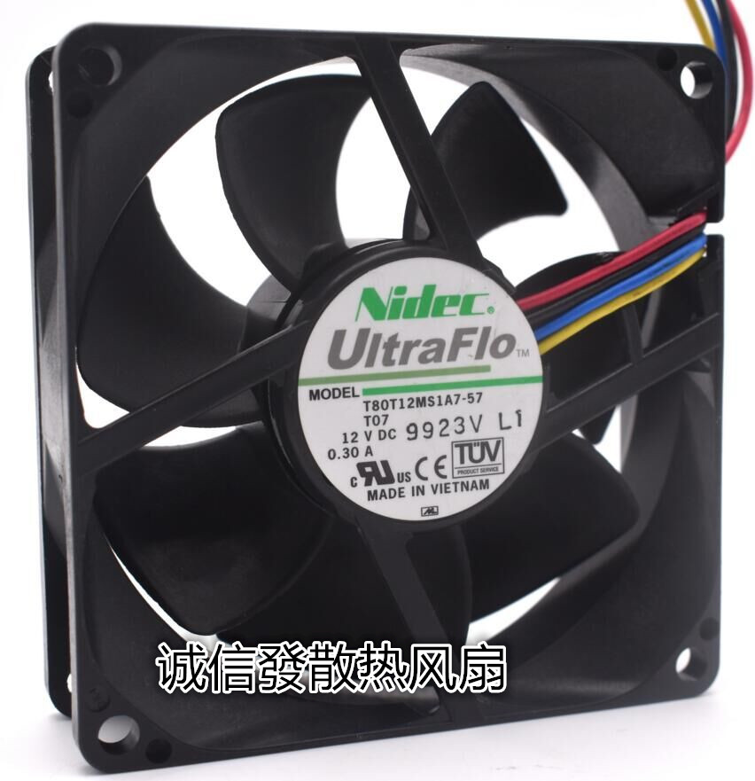 正品nidec8025  12V 0.3A 四线 T80T12MS1A7-57  机箱 服务器风扇