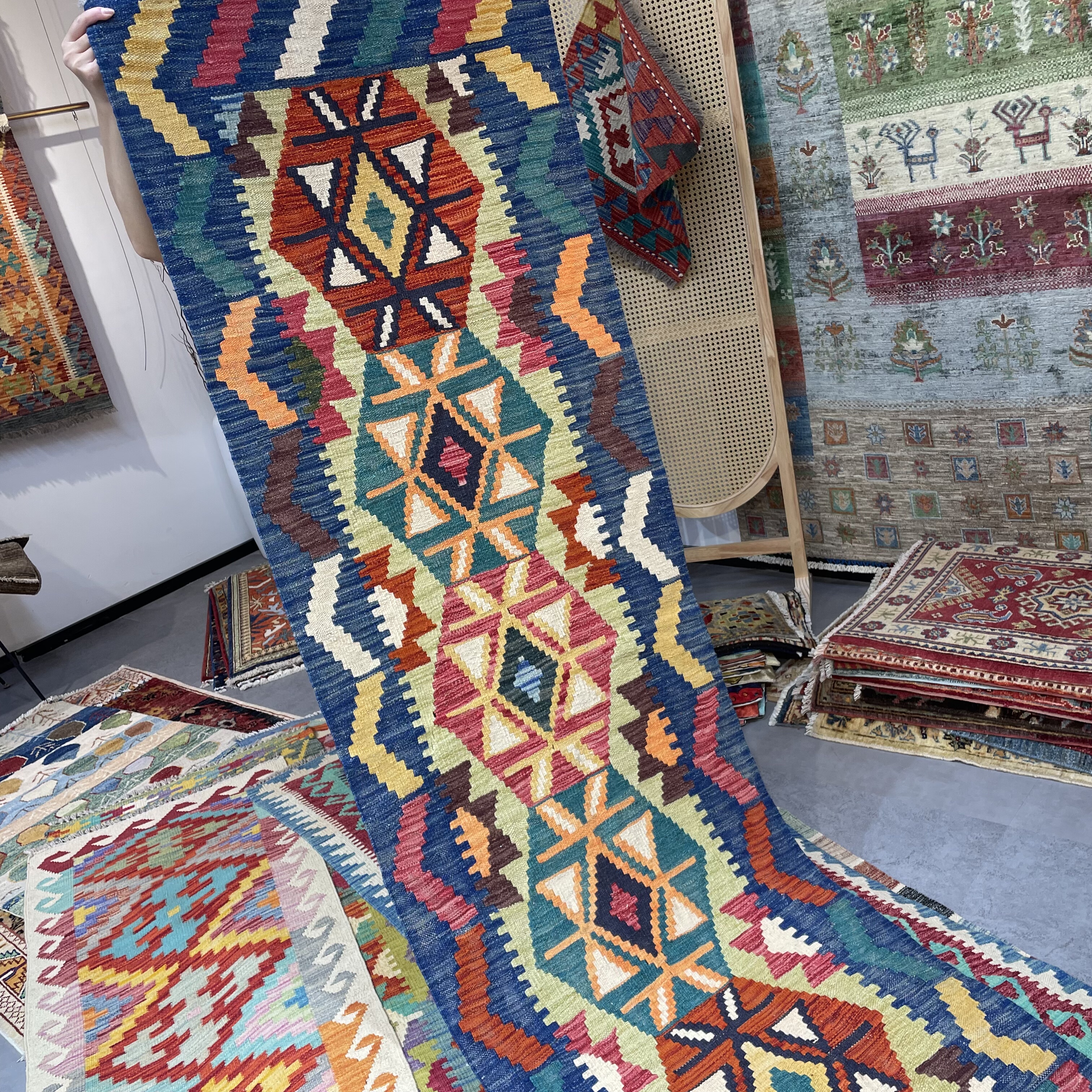 阿富汗手工羊毛地毯客厅卧室编织沙发毯民族风复古挂毯