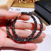 圆形圆圈耳钉女韩国长款 唯美ins风人造水晶耳坠 气质个性 耳圈耳饰