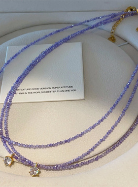 薰衣草紫色系满天星锆石项链法式天鹅颈百搭水晶项链精致锁骨链
