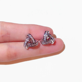 韩国925银针简约水钻三角形几何耳钉百搭气质耳环冷淡风少女耳坠