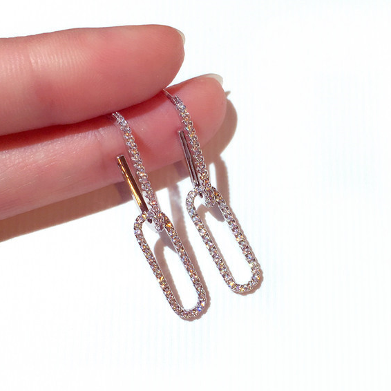 新款镶钻几何街头港风双环i学生