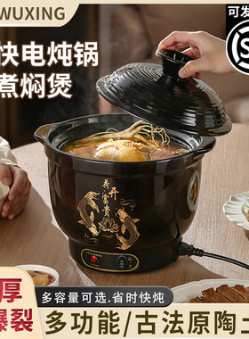 电炖锅煲汤锅砂锅防爆紫砂陶瓷家用一体大容量专用炖汤煮粥沸炖煲