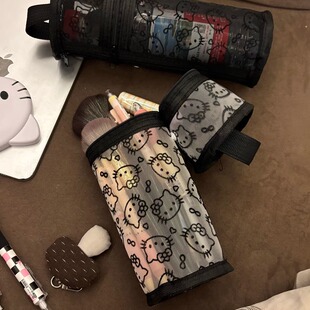 多用款大容量kitty网纱便携水桶笔袋化妆包刷包手提可站立耐脏