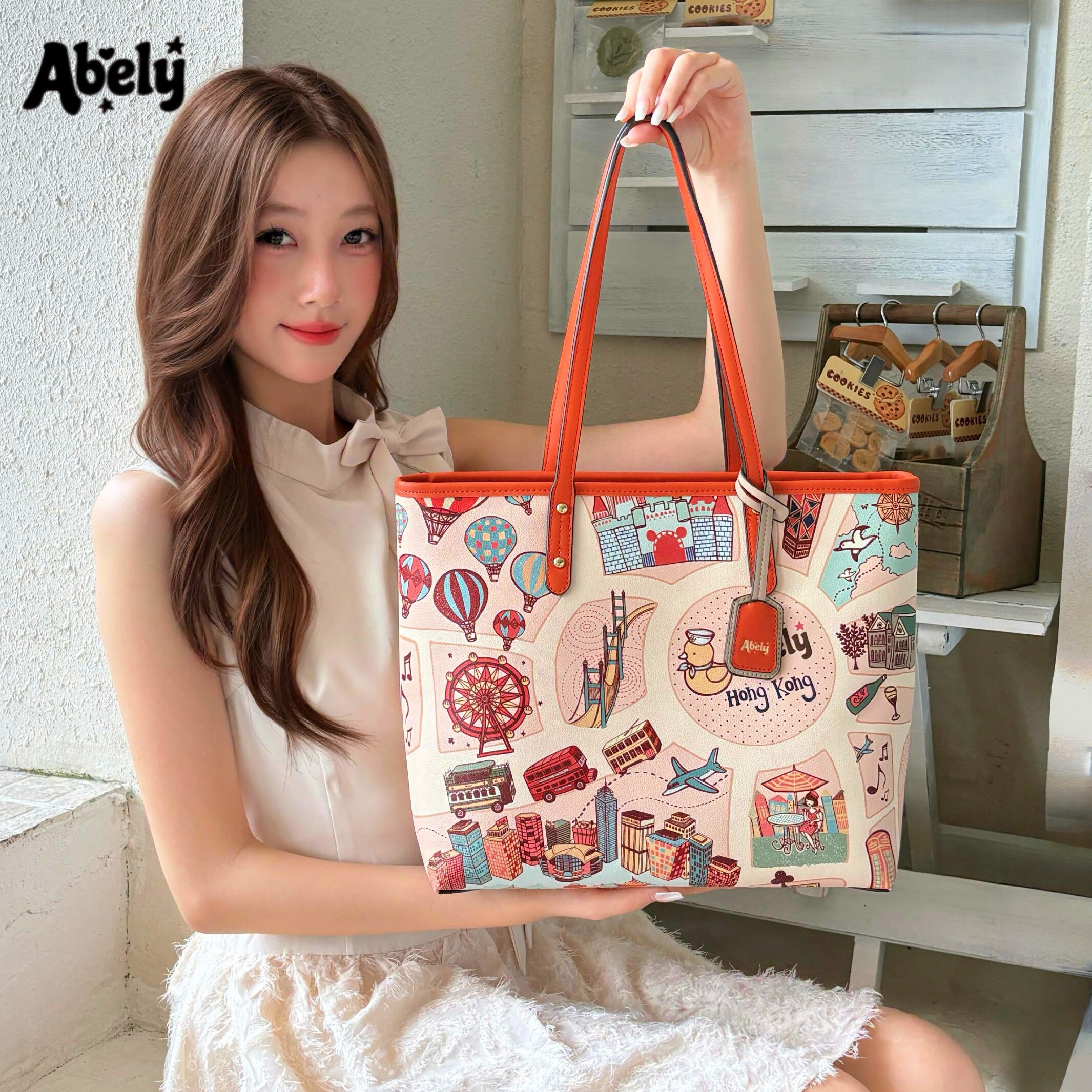 阿贝莉女包印花托特包大包2026新款单肩手提大容量上课上班通勤包