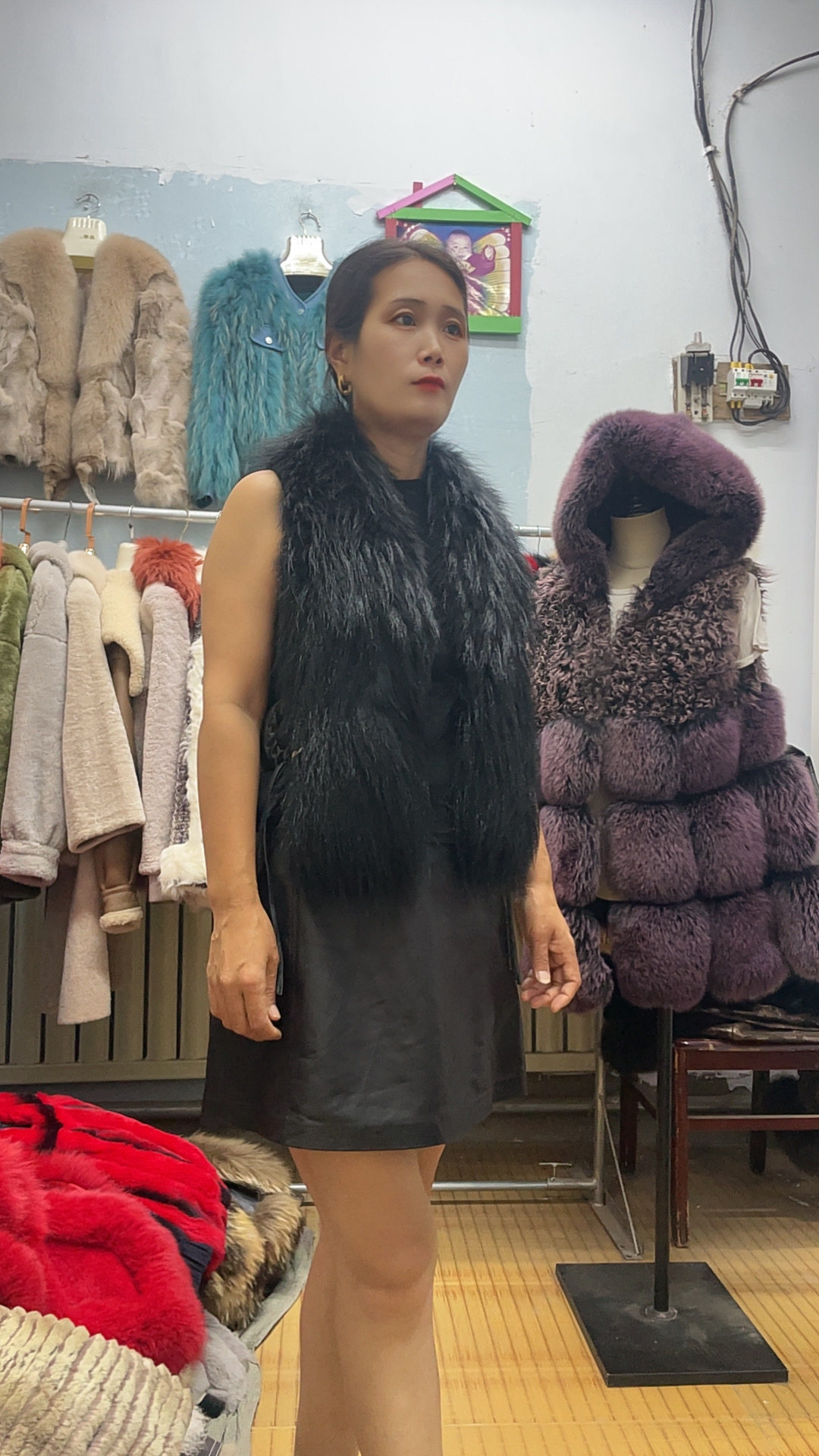 狐狸貉子毛整皮皮草衣服外马甲冬包挂件