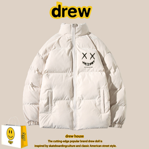 drew笑脸美式羽绒棉衣男女加绒棉服外套冬季加厚大码宽松情侣装潮
