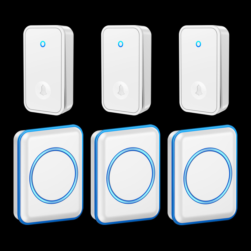 家用电子无线门铃自发电免电池三拖三户外防水叮咚响铃老人呼叫器