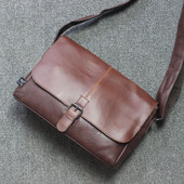 潮牌threebox韩版 真皮邮差包潮包复古单肩包女斜挎背包ipad男包包