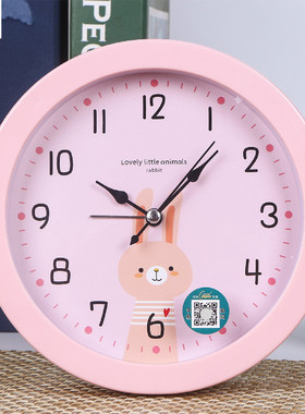 康巴丝床头卡通闹钟可爱静音简约儿童卧室台钟清晰学生用礼品钟表