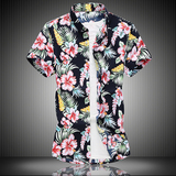2019大码花衬衣短袖衬衫男衬衫1901P33，男装T恤，星座101C（原电商A011-3）