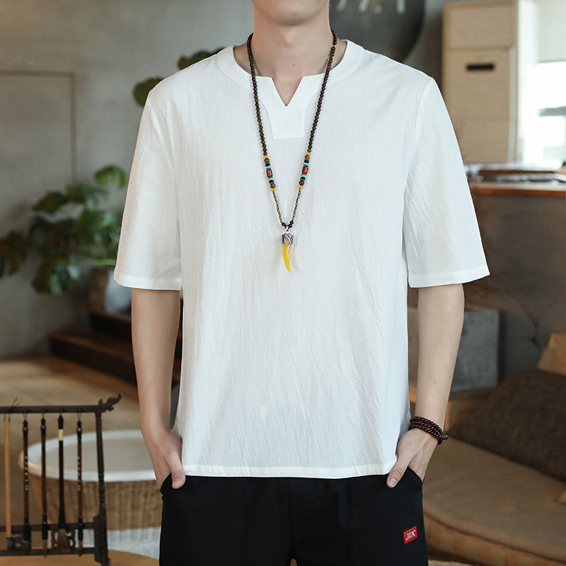 主推龙盘扣短袖大码T恤棉麻男T6106款组合P33,男装T恤,星座101C（原电商A011-3）