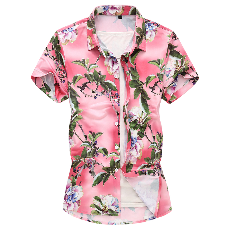 时尚潮衬衣短袖风花衬衫青年男衬衫D309P45，男装T恤，星座101C（原电商A011-3）