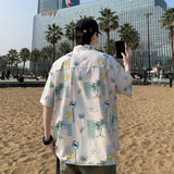 港风沙滩衬衫大码男短袖夏季情侣款衬衣外套D3908P35，男装衬衫，星座101C（原电商A011-3）