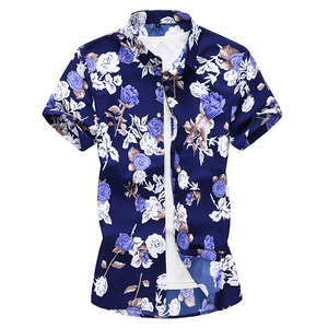 2025新春新款大码玫瑰衬衣短袖衬衫男衬衫1902P33，男装T恤，星座101C（原电商A011-3）