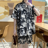 大码冰丝衬衫情侣套装沙滩裤TZ671067116712TZ6713TZ6715P58，男装休闲套装，星座101C（原电商A011-3）