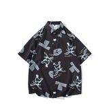 夏季新款冰丝大码情侣套装沙滩衬衫短袖沙滩裤TZ6713P58，男装T恤，星座101C（原电商A011-3）