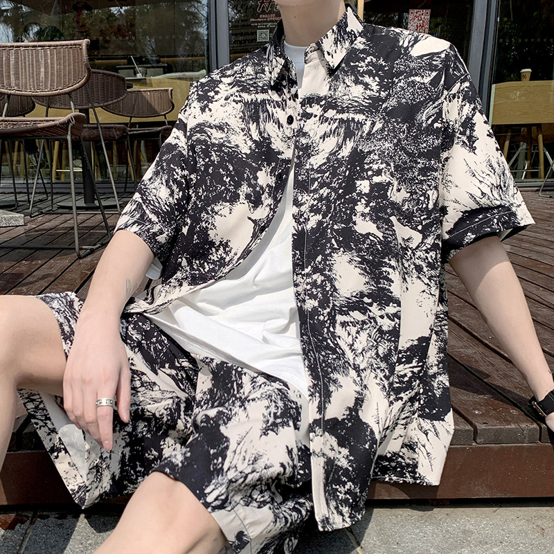 冰丝衬衫男短袖夏季情侣款小众衬衣外套D655P35,男装T恤,星座101C（原电商A011-3）