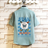 港风大码短袖蝴蝶老虎衬衫青年男生情侣衬衫D330P28，男装T恤，星座101C（原电商A011-3）