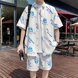 2025新款夏威夷衬衫沙滩度假风套装短袖情侣模特穿搭TZ6710P58，男装休闲套装，星座101C（原电商A011-3）