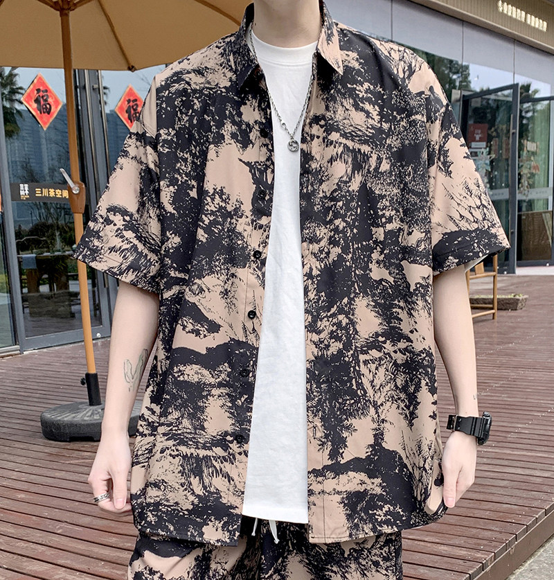 冰丝衬衫男短袖夏季情侣款小众衬衣外套D655P35,男装T恤,星座101C（原电商A011-3）