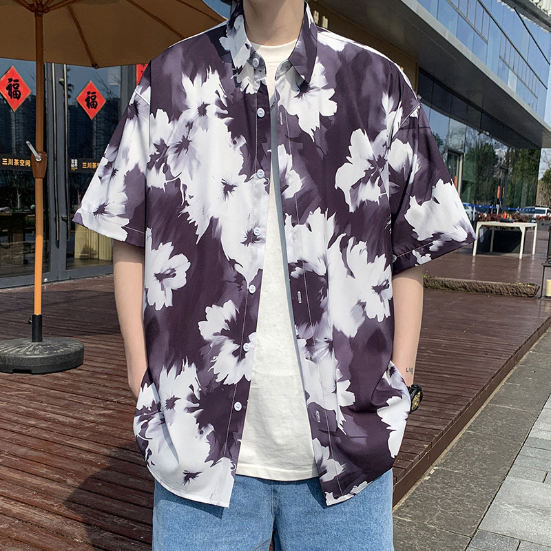 2024款冰丝衬衫男短袖夏季情况港风小众衬衣外套D651P35,男装T恤,星座101C（原电商A011-3）