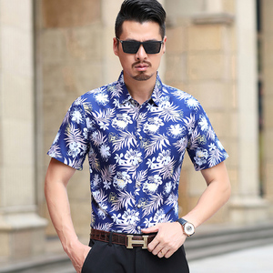 QT4025加肥大码花衬衣短袖男衬衫C601P33，男装T恤，星座101C（原电商A011-3）