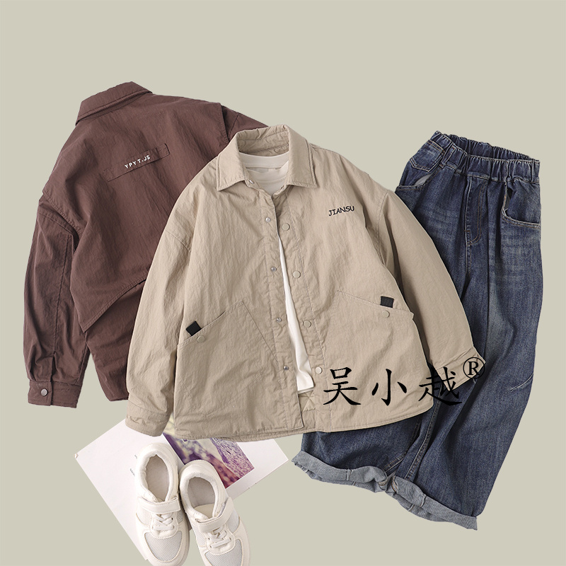 吴小越w1678男童中大童秋冬装加棉新款洋气儿童二棉冬季加厚外套