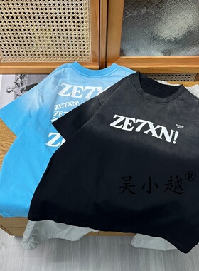 吴小越w2122男童夏款宽松圆领韩版无感数码印花棉t恤短袖中大童