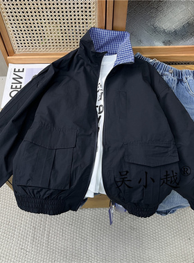 吴小越w2002男童两面穿外套中大童春款新款洋气儿童韩系外套春秋